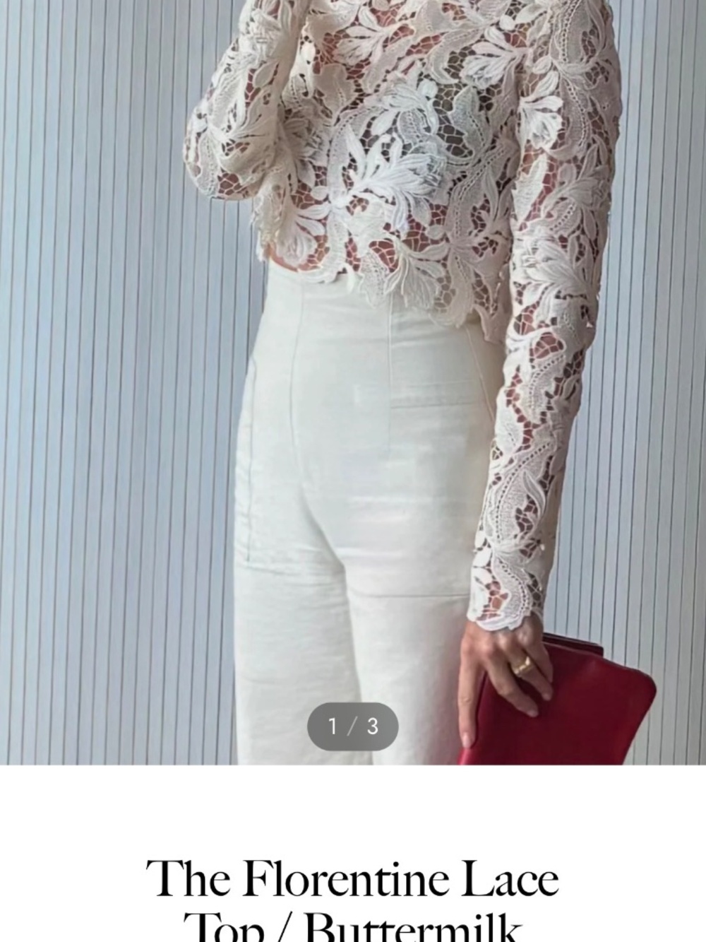 ART CLUB FLORENTINE LACE TOP/BUTTERMILK SIZE L